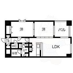 グランデージ泉 5階2LDKの間取り