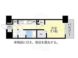 パルティール八田 3階1Kの間取り