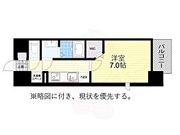 パルティール八田 4階1Kの間取り