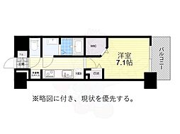 パルティール八田 8階1Kの間取り