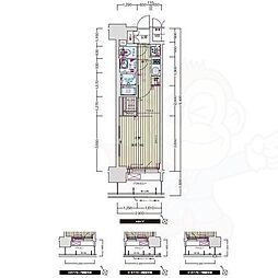 名古屋市営鶴舞線 鶴舞駅 徒歩7分の賃貸マンション 7階1Kの間取り