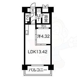 JR中央本線 鶴舞駅 徒歩10分の賃貸マンション 14階1LDKの間取り