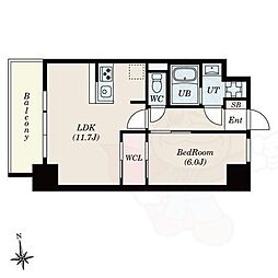 名古屋市営桜通線 桜本町駅 徒歩4分の賃貸マンション 12階1LDKの間取り