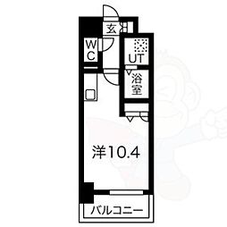 名古屋市営名城線 東別院駅 徒歩7分の賃貸マンション 3階ワンルームの間取り
