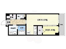 名古屋市営桜通線 今池駅 徒歩15分の賃貸マンション 2階1LDKの間取り