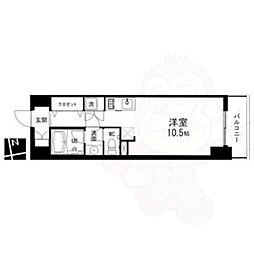 名古屋市営桜通線 高岳駅 徒歩3分の賃貸マンション 6階ワンルームの間取り