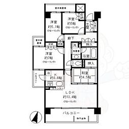 東山公園レジデンス 2階4LDKの間取り