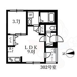 名古屋市営東山線 中村公園駅 徒歩6分の賃貸アパート 2階1LDKの間取り