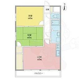 プランドール五反田 2階2DKの間取り