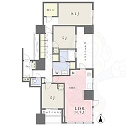 プラウドタワー覚王山 3LDKの間取図画像