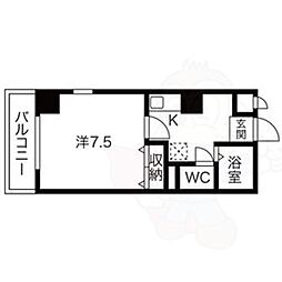 AZURトリイ 1Kの間取図画像