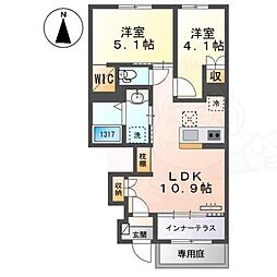 仮)中川区新家1丁目新築アパート 2LDKの間取図画像