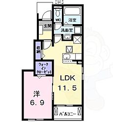 カーサ・セレーノ 1LDKの間取図画像