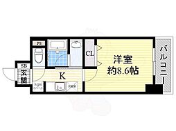 レジディア高岳 ワンルームの間取図画像