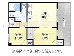 サン第二ビルサンハイム城 2LDKの間取図画像
