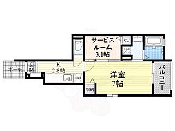 パークサイドハイム 1SKの間取図画像