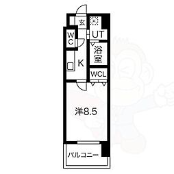 ICHINOMIYARISE 1Kの間取図画像