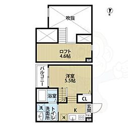 モルゲンロート ワンルームの間取図画像