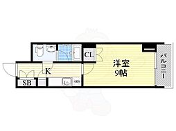スクエア名駅南 1Kの間取図画像
