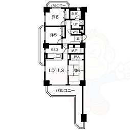 バンベール・グラン山手弐番館 3SLDKの間取図画像