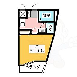 サンクチュアリー高岳 1Kの間取図画像