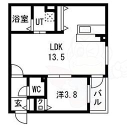 中村区高道町AP 1LDKの間取図画像