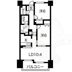 ヴィラエーデル大須 2LDKの間取図画像