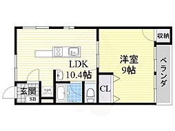 第3ハイツ志津 1LDKの間取図画像
