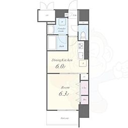 エスカルコート 1DKの間取図画像