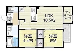 faith 2LDKの間取図画像