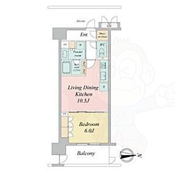 ラフィシア上前津 1LDKの間取図画像