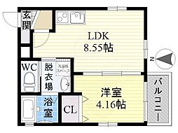 ピアチェーレ名駅 1LDKの間取図画像