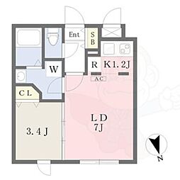 quador吹上NORTH 1LDKの間取図画像