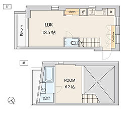 コートモデリア表参道 3階1LDKの間取り