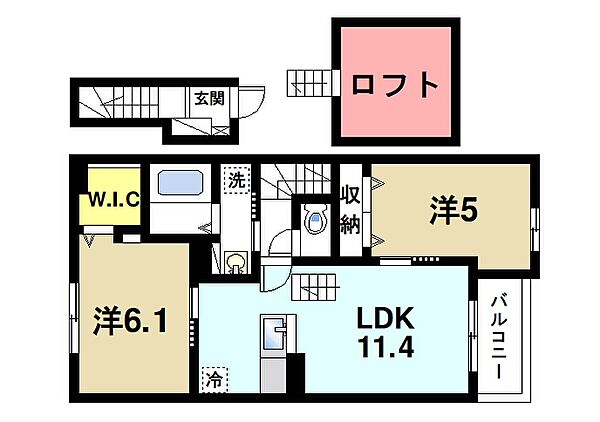 プリムローズ ｜奈良県奈良市西九条町2丁目(賃貸アパート2LDK・2階・55.12㎡)の写真 その2