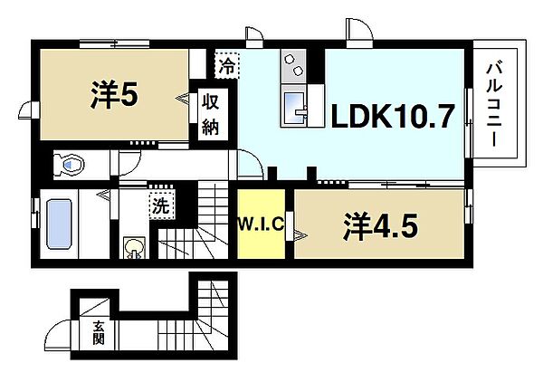 コージーコートＴ.Ｉ ｜奈良県奈良市西九条町2丁目(賃貸アパート2LDK・2階・55.29㎡)の写真 その2