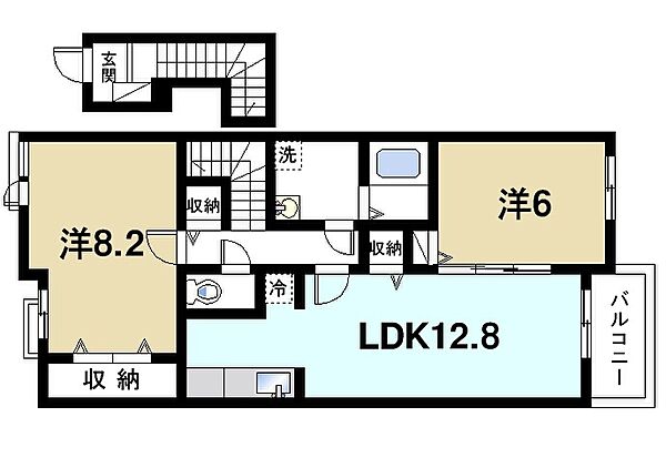 京都府木津川市相楽一新堂(賃貸アパート2LDK・2階・64.51㎡)の写真 その2