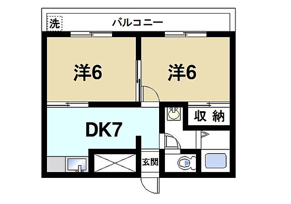 奈良県奈良市法蓮町(賃貸マンション2DK・1階・38.00㎡)の写真 その2