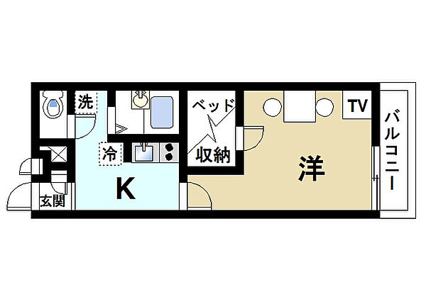 京都府木津川市梅美台1丁目(賃貸マンション1K・3階・26.08㎡)の写真 その2