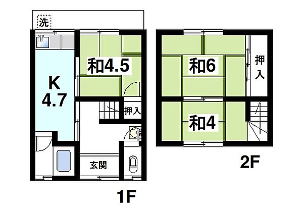 肘塚町テラスハウス ｜奈良県奈良市肘塚町(賃貸テラスハウス3K・1階・45.54㎡)の写真 その2