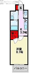 福岡市地下鉄空港線 祇園駅 徒歩3分の賃貸マンション 5階1Kの間取り