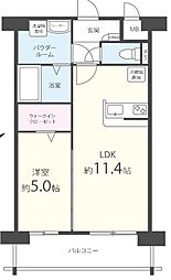 テイルガーデン博多 5階1LDKの間取り