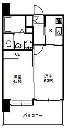 エルスタンザ天神東 4階2Kの間取り
