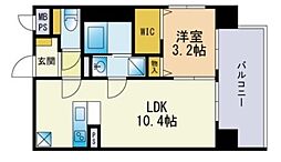 フェリオ博多駅南 1LDKの間取図画像