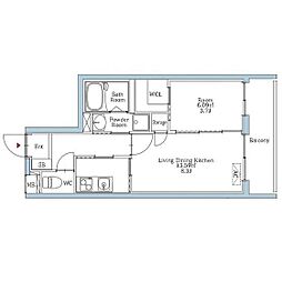 リアンプレミアムレジデンス平和 1LDKの間取図画像