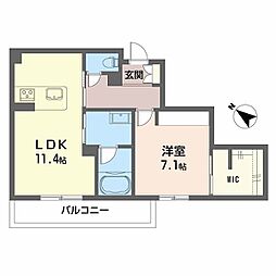 シャーメゾンマーレ竹下 1LDKの間取図画像