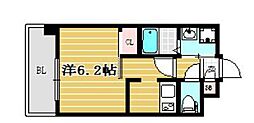 アルファシオフリード 1Kの間取図画像