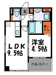 ベイシック薬院 1LDKの間取図画像
