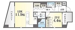 赤坂ラテ 1LDKの間取図画像