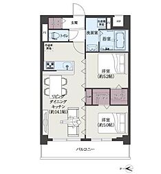 エルグランド博多の杜 2LDKの間取図画像